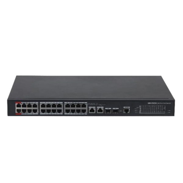 Switch KBVision PoE 24 port KX-CSW24-PF (hỗ trợ 2 cổng Uplink 1G + 2 cổng quang)